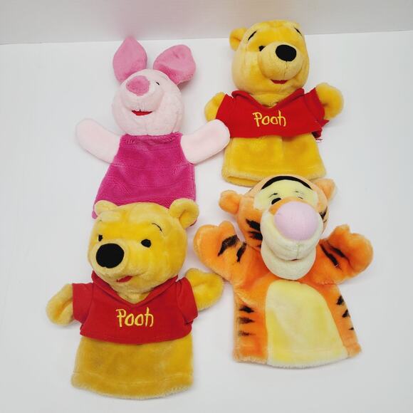 Mattel Disney Winnie The Pooh Piglet Tigger Hand Puppet Plush Lot of 4 Vintage - Picture 1 of 10